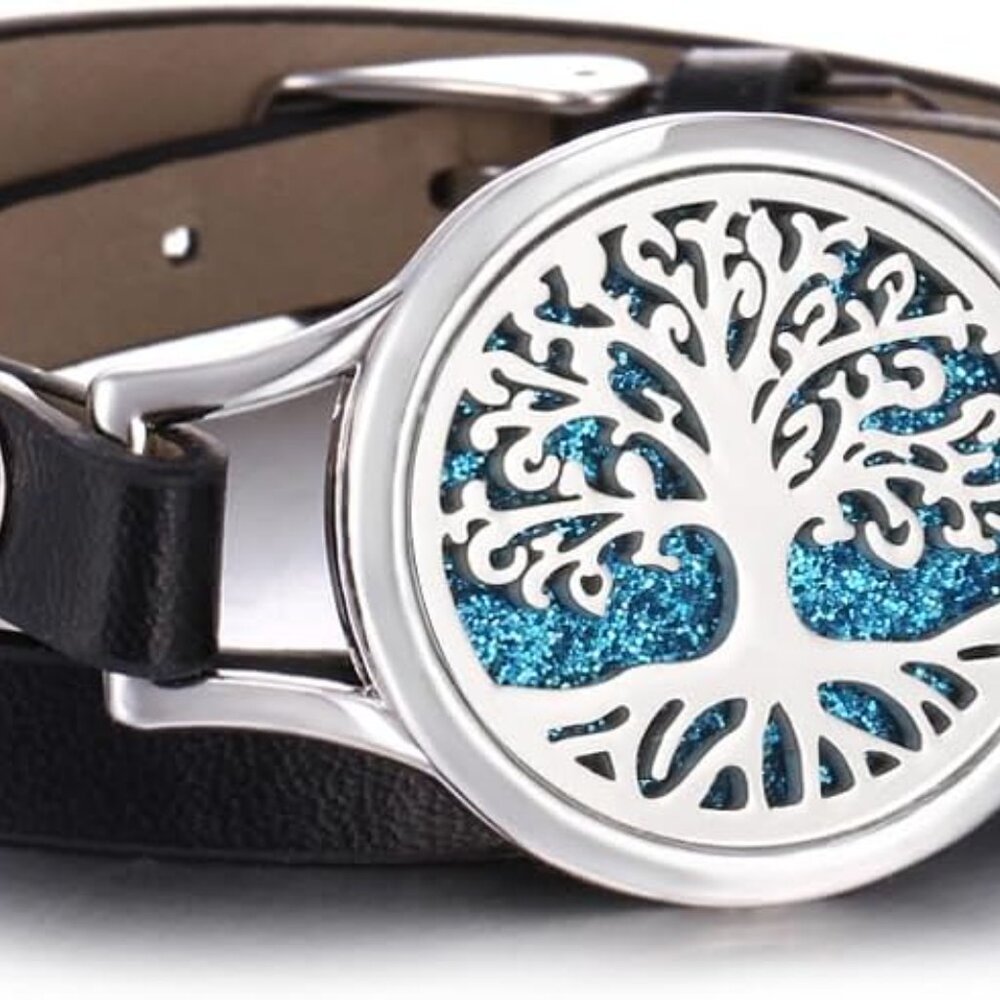 Essential Oil Diffuser Bracelet Black Leather Ban… - image 7